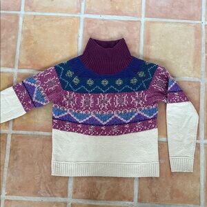 Carve Designs Purple and Cream Turtleneck Sweater
